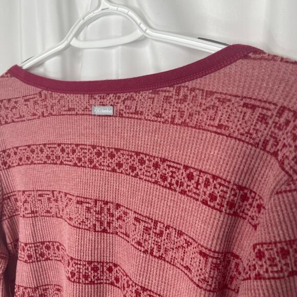 Columbia t-shirt Henley knit top women's large red pink cabin look comfortable - Picture 5 of 16
